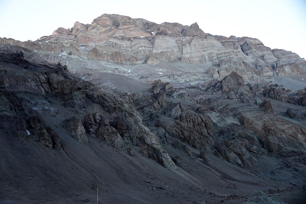 14 Aconcagua West Face Early Morning From Plaza de Mulas Base Camp